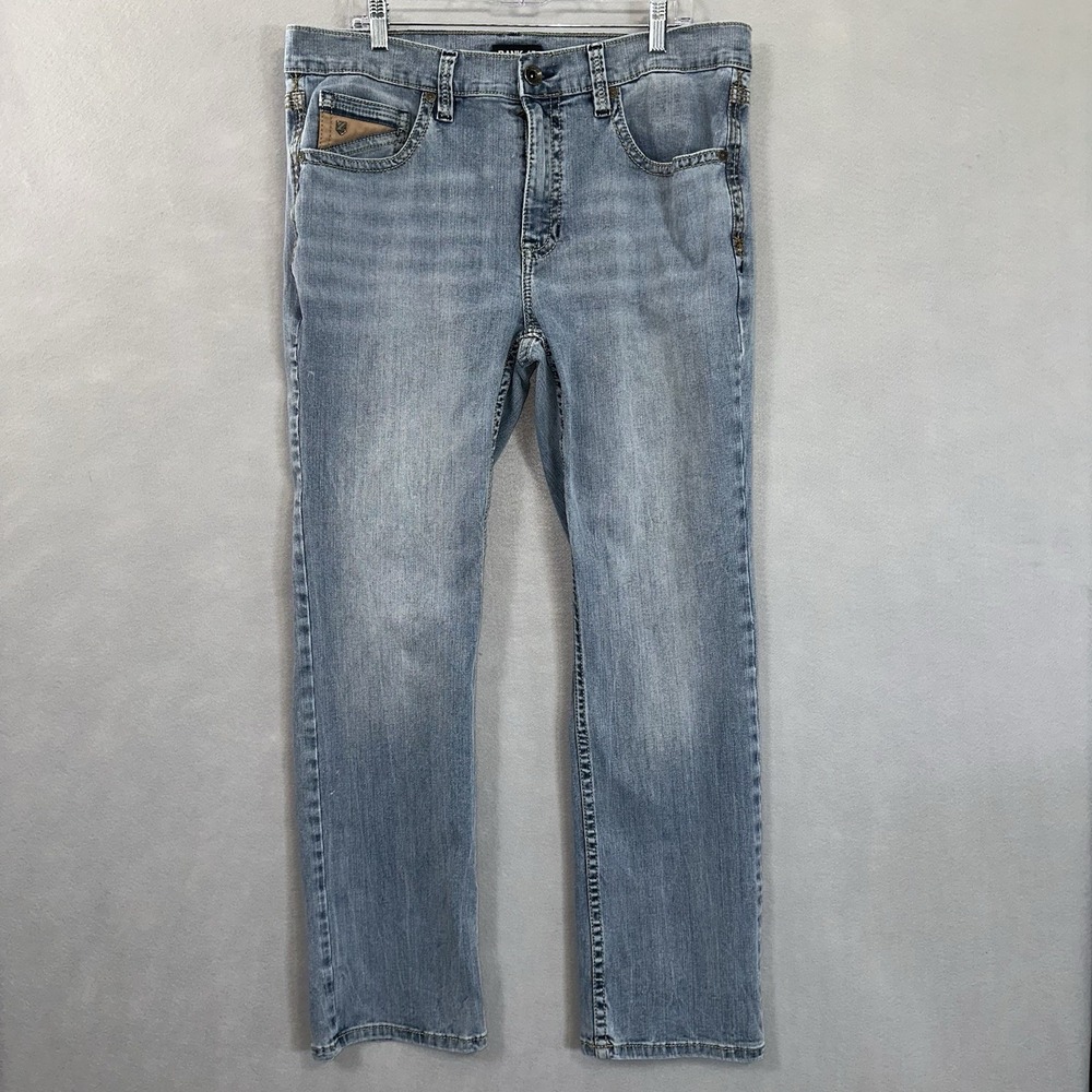 Rank 45 Blue Light Wash Slim Straight Performance‎ Stretch Denim Jeans Men 36x32